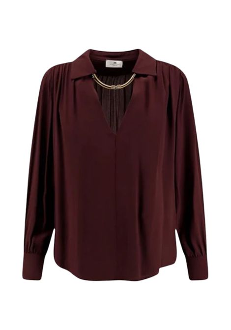 Camicia ELISABETTA FRANCHI donna CA12356 Bordeaux slim viscosa scollo a v maniche lunghe ELISABETTA FRANCHI | Camicie | CA12356EA4